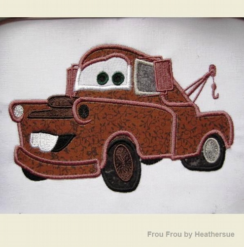 Tow Mata Car Machine Applique Embroidery Design, Multiple sizes including 4 inch