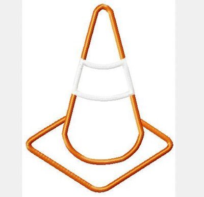 Construction Cone Machine Applique Embroidery Designs, Multiple sizes including 4 inch