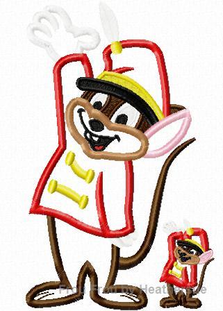 Tim Mouse Flying Elephant Machine Applique Embroidery Design, Multiple sizes including 4 inch
