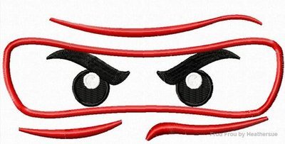 Ninja Leego Eyes Machine Applique Embroidery Design, multiple sizes, including 4 inch