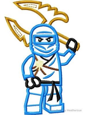 Ninja Leego Blue Machine Applique Embroidery Design, multiple sizes, including 4 inch
