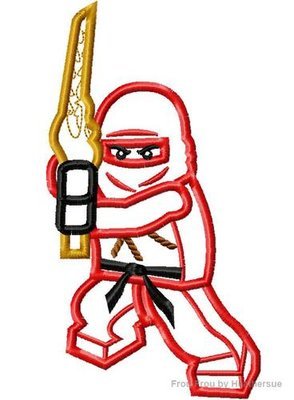 Ninja Leego Red Machine Applique Embroidery Design, multiple sizes, including 4 inch