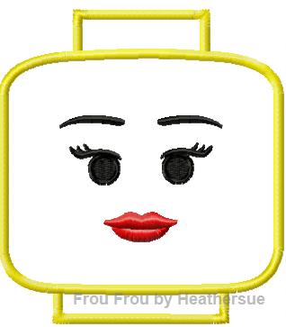 Leego Head Woman Machine Applique Embroidery Design, multiple sizes, including 4 inch