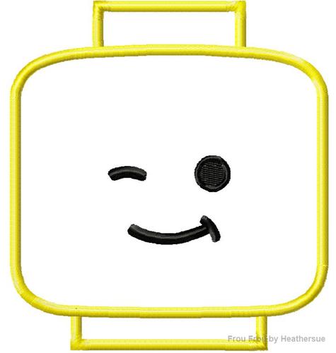 Leego Head Winking Machine Applique Embroidery Design, multiple sizes, including 4 inch