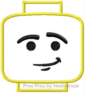 Leego Head Smirking Machine Applique Embroidery Design, multiple sizes, including 4 inch