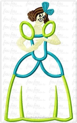 Drizzy Stepsister Full Body Princess Machine Applique Embroidery Design, Multiple sizes including 4