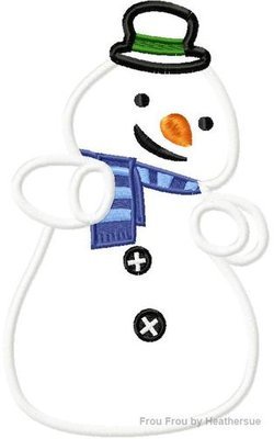 Cold Snowman Stuffins Machine Applique Embroidery Design, multiple sizes including 4 inch