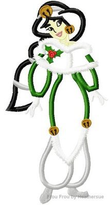 Jaz Full Body Christmas Princess Machine Applique Embroidery Design, Multiple sizes including 4 inch