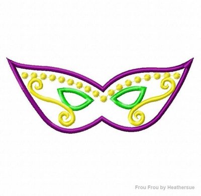 Mask Mardi Gras, Machine Applique Embroidery Design, Multiple Sizes, including 4 inch