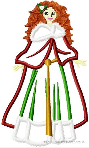 Meridian Full Body Christmas Princess Machine Applique Embroidery Design, Multiple sizes including 4 inch