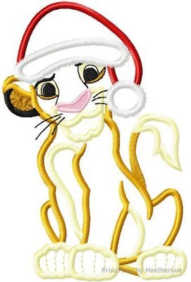 Santa Lion Christmas Machine Embroidery Applique Designs Multiple Sizes- including 4 inch