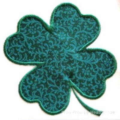 Shamrock Machine Applique Embroidery Design, multiple sizes including 1, 2, 4, 5, and 7 inch