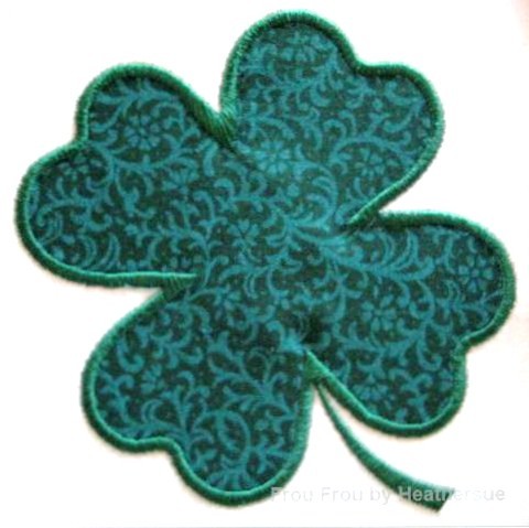 Shamrock  Machine Applique Embroidery Design, multiple sizes including 1, 2, 4, 5, and 7 inch