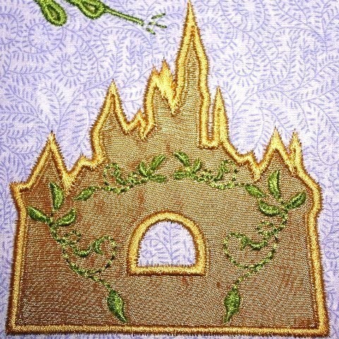 Sleeping Pretty&#39;s California Castle TWO DESIGNS,  Machine Applique Embroidery Design, Multiple Sizes including 4 inch