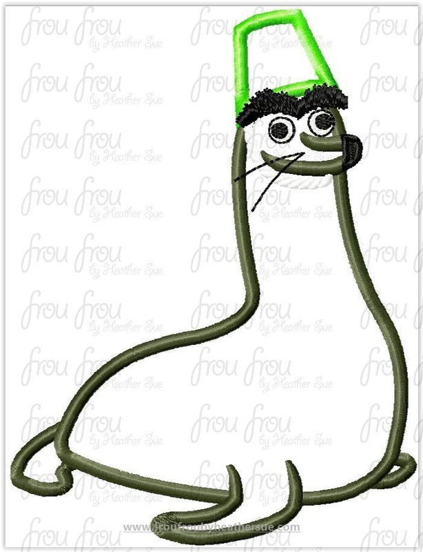 Jerald Bucket Seal Finding Dorine Machine Applique Embroidery Design, Multiple Sizes, INCLUDING 3&quot;-16&quot;