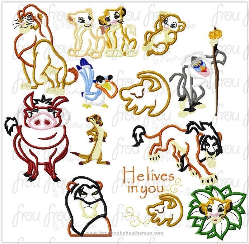 Lion Movie 13 design SET Machine Applique Embroidery Design, Mutliple Sizes including 4 inch