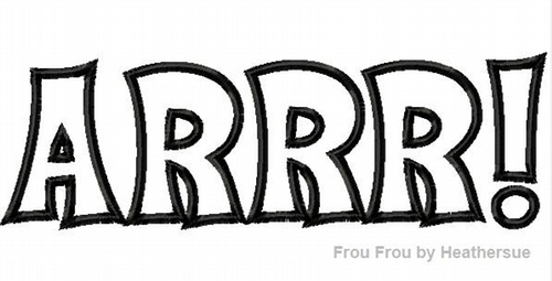 ARRR! Pirate Machine Applique Embroidery Design, multiple sizes including 4 inch