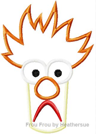 Beakie Head Machine Applique Embroidery Design Multiple Sizes, including 4 inch