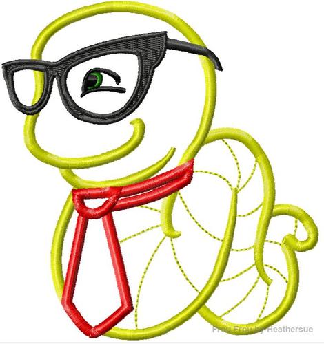 Bookworm Boy Machine Applique Embroidery Design, multiple sizes, including 4 inch