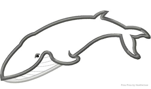 Blue Whale Machine Applique  Embroidery Design, multiple sizes, including 4 inch