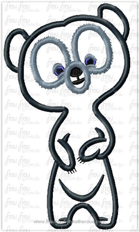 Bravest Bear Standing Triplet Machine Applique Embroidery Design, Multiple sizes including 4"-16"
