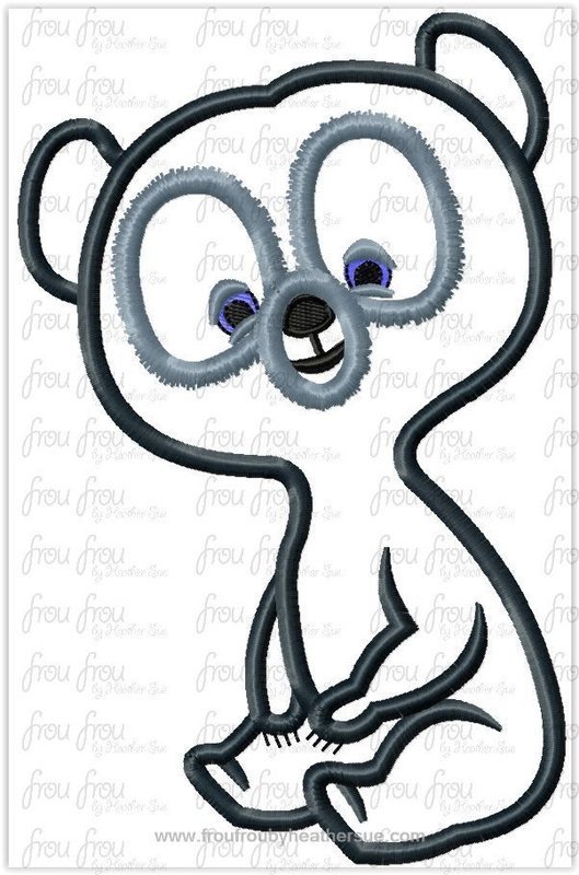 Bravest Bear Sitting Triplet Machine Applique Embroidery Design, Multiple sizes including 4"-16"