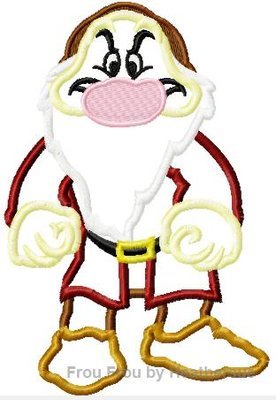 Mad Guy Dwarf Snowy White Machine Applique Embroidery Design, Multiple sizes including 4 inch