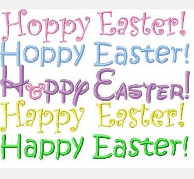 Happy Easter and Hoppy Easter in THREE Fonts Machine Embroidery Designs, multiple sizes, including 4 inchH
