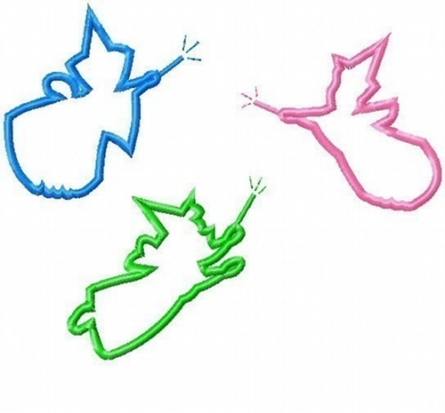 THREE DESIGNS Silhouette fairies from Sleeping Pretty, Machine Applique Embroidery Designs, multiple sizes, including 4 inch