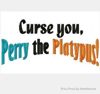 Curse the Platypus Wording Machine Embroidery Design, Multiple sizes including 4 inch