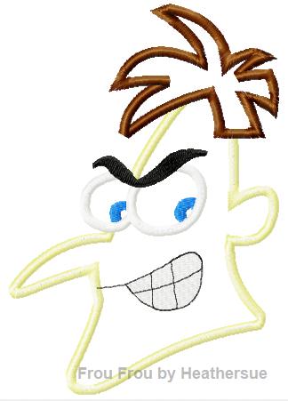 Dr. Doofy Head Machine Applique Embroidery Design, Multiple sizes including 4 inch