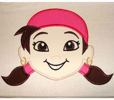 Isabelle Pirate Machine Applique Embroidery Design, multiple sizes including 4 inch