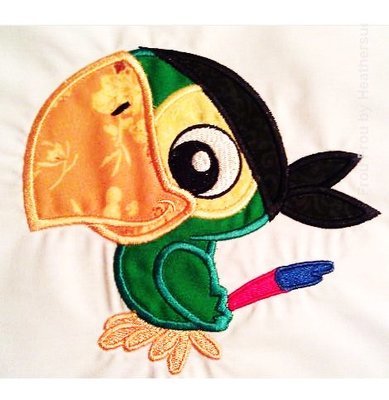 Parrot Pirate Machine Applique Embroidery Design, multiple sizes including 4 inch