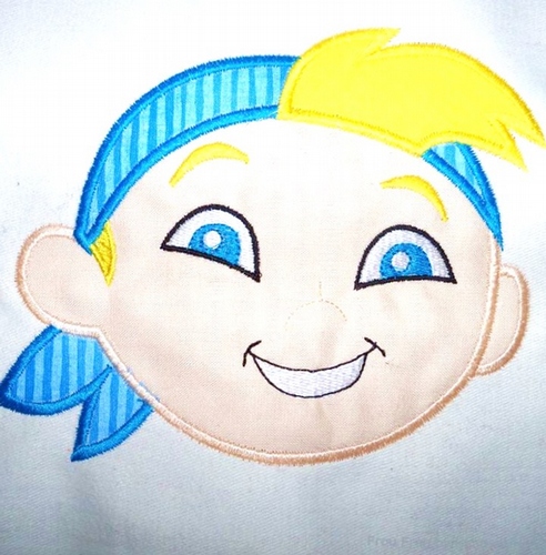 Tubby Pirate Machine Applique Embroidery Design, multiple sizes including 4 inch
