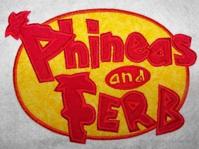 Phin and Pherb Logo Machine Applique Embroidery Design, Multiple sizes including 4 inch