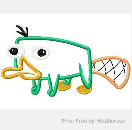 Platypus Full Body  Machine Applique Embroidery Design, Multiple sizes including 4 inch