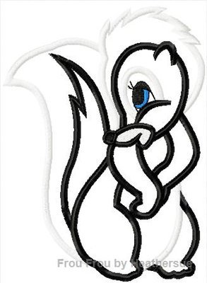 Skunk Machine Applique Embroidery Design, Multiple sizes including 4 inch