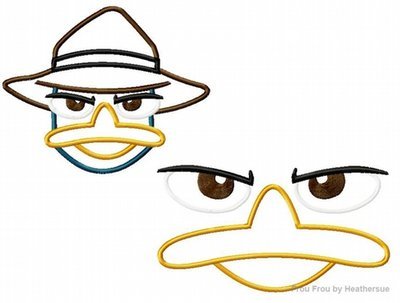 Platypus Face and Head TWO Machine Applique Embroidery Design, Multiple sizes including 4 inch