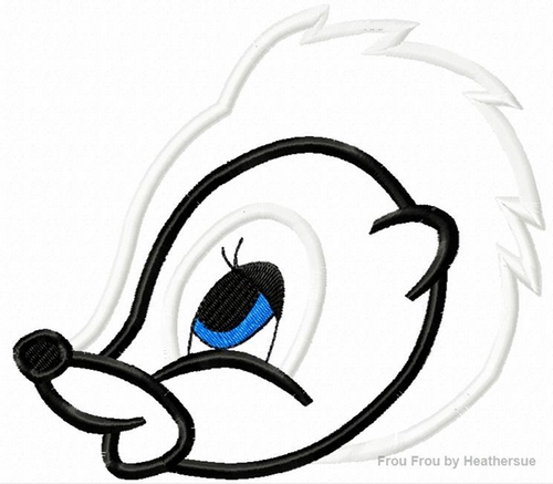 Skunk Head Machine Applique Embroidery Design, Multiple sizes including 4 inch