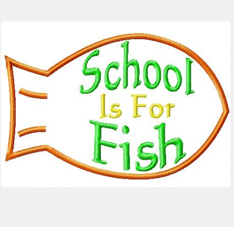 School is For Fish Machine Applique Embroidery Design, Multiple Sizes INCLUDING 4 INCH