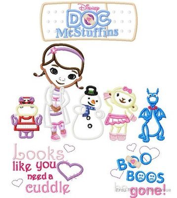 Doc Stuffins EIGHT design SET Machine Applique Embroidery Designs, multiple sizes including 4 inch