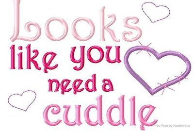 Looks Like You Need a Cuddle Wording Stuffins Machine Applique Embroidery Design, multiple sizes including 4 inch
