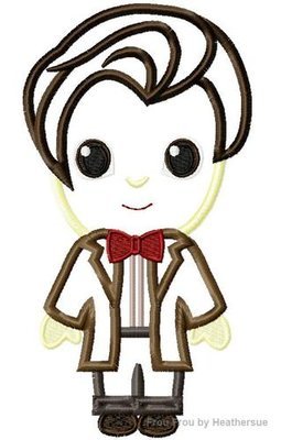 Eleventh Doctor Cutie Who Machine Applique Embroidery Design Multiple Sizes, including 4 inch