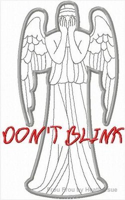 Crying Angel and Don't Blink THREE Design SET Who Machine Applique Embroidery Design Multiple Sizes, including 4 inch