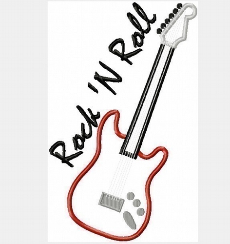 Electric Guitar  Rock &#39;N Roll Machine Applique TWO Embroidery Designs, multiple sizes, including 4 inch