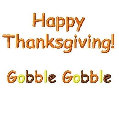 Happy Thanksgiving and Gobble Gobble Machine Embroidery Design, mutliple sizes