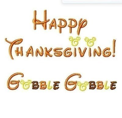Mister Mouse font Happy Thanksgiving and Gobble Gobble Machine Embroidery Design, mutliple sizes