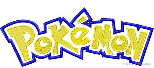 Poke Man Wording Machine Applique Embroidery Design, Multiple Sizes, including 4 inch