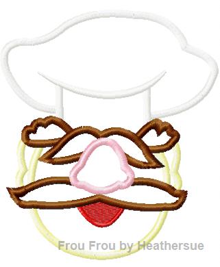 Swede Chef Head Machine Applique Embroidery Design Multiple Sizes, including 4 inch