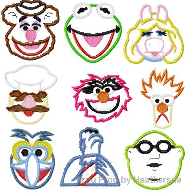 Moppets NINE design SET Machine Applique Embroidery Design Multiple Sizes, including 4 inch